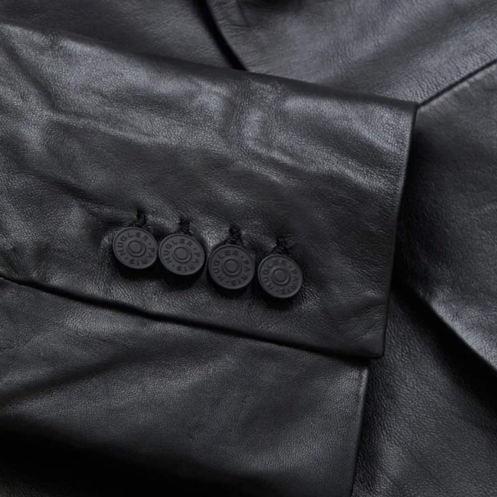 Mugler H&M Collab - Men's Defined-waist Leather Blazer  - Size 48R - Picture 7 of 8